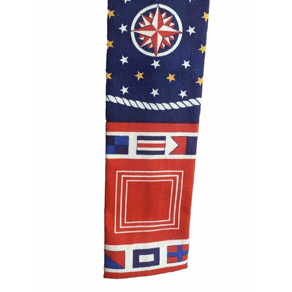 Vintage Sailing Cotton square tip Tie Sailboats Nautical Flags - Picture 2 of 8